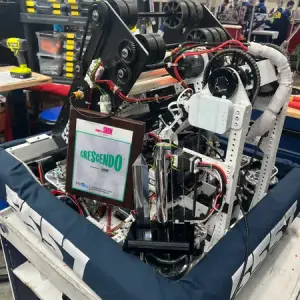 Team 5557 robot in the pits